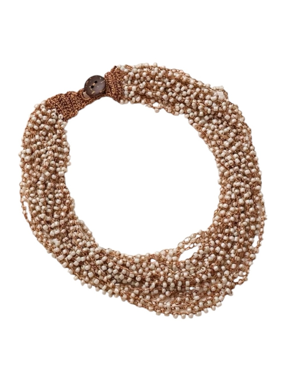 White Beaded Multi-Strand Necklace